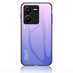 Silicone Frame Mirror Rainbow Gradient Case Cover LS1 for Vivo Y35 4G Clove Purple