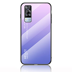 Silicone Frame Mirror Rainbow Gradient Case Cover LS1 for Vivo Y51 (2021) Clove Purple