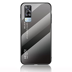 Silicone Frame Mirror Rainbow Gradient Case Cover LS1 for Vivo Y51 (2021) Dark Gray