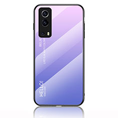 Silicone Frame Mirror Rainbow Gradient Case Cover LS1 for Vivo Y72 5G Clove Purple