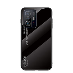 Silicone Frame Mirror Rainbow Gradient Case Cover LS1 for Xiaomi Mi 11T 5G Black