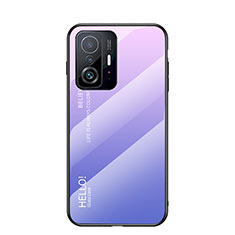 Silicone Frame Mirror Rainbow Gradient Case Cover LS1 for Xiaomi Mi 11T 5G Clove Purple