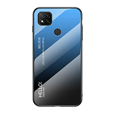 Silicone Frame Mirror Rainbow Gradient Case Cover LS1 for Xiaomi POCO C3 Blue