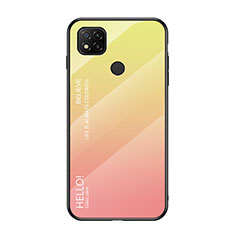 Silicone Frame Mirror Rainbow Gradient Case Cover LS1 for Xiaomi POCO C3 Yellow
