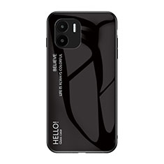 Silicone Frame Mirror Rainbow Gradient Case Cover LS1 for Xiaomi Poco C50 Black