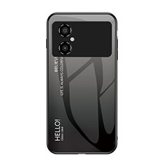 Silicone Frame Mirror Rainbow Gradient Case Cover LS1 for Xiaomi Poco M4 5G Dark Gray