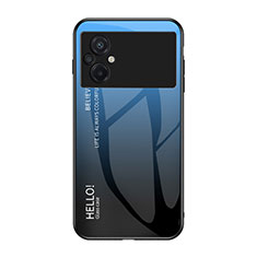 Silicone Frame Mirror Rainbow Gradient Case Cover LS1 for Xiaomi Poco M5 4G Blue
