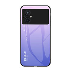Silicone Frame Mirror Rainbow Gradient Case Cover LS1 for Xiaomi Poco M5 4G Clove Purple