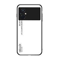 Silicone Frame Mirror Rainbow Gradient Case Cover LS1 for Xiaomi Poco M5 4G White
