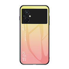 Silicone Frame Mirror Rainbow Gradient Case Cover LS1 for Xiaomi Poco M5 4G Yellow