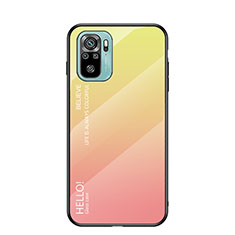 Silicone Frame Mirror Rainbow Gradient Case Cover LS1 for Xiaomi Poco M5S Yellow