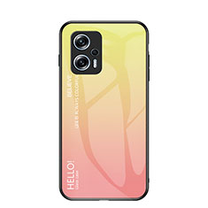 Silicone Frame Mirror Rainbow Gradient Case Cover LS1 for Xiaomi Poco X4 GT 5G Yellow