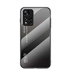 Silicone Frame Mirror Rainbow Gradient Case Cover LS1 for Xiaomi Poco X4 NFC Dark Gray