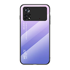 Silicone Frame Mirror Rainbow Gradient Case Cover LS1 for Xiaomi Poco X4 Pro 5G Clove Purple