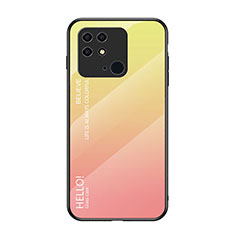 Silicone Frame Mirror Rainbow Gradient Case Cover LS1 for Xiaomi Redmi 10 India Yellow