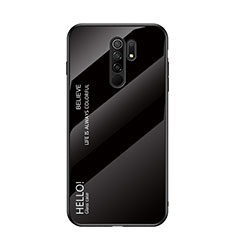 Silicone Frame Mirror Rainbow Gradient Case Cover LS1 for Xiaomi Redmi 9 Prime India Black
