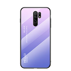 Silicone Frame Mirror Rainbow Gradient Case Cover LS1 for Xiaomi Redmi 9 Prime India Clove Purple