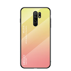 Silicone Frame Mirror Rainbow Gradient Case Cover LS1 for Xiaomi Redmi 9 Yellow