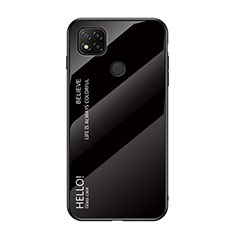 Silicone Frame Mirror Rainbow Gradient Case Cover LS1 for Xiaomi Redmi 9C Black