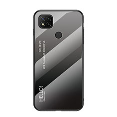 Silicone Frame Mirror Rainbow Gradient Case Cover LS1 for Xiaomi Redmi 9C Dark Gray