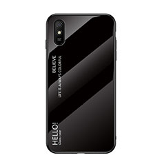Silicone Frame Mirror Rainbow Gradient Case Cover LS1 for Xiaomi Redmi 9i Black