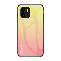 Silicone Frame Mirror Rainbow Gradient Case Cover LS1 for Xiaomi Redmi A2 Plus Yellow