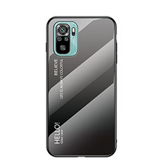 Silicone Frame Mirror Rainbow Gradient Case Cover LS1 for Xiaomi Redmi Note 10 4G Dark Gray