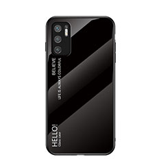Silicone Frame Mirror Rainbow Gradient Case Cover LS1 for Xiaomi Redmi Note 10 5G Black