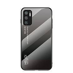 Silicone Frame Mirror Rainbow Gradient Case Cover LS1 for Xiaomi Redmi Note 10 5G Dark Gray