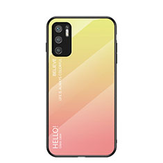 Silicone Frame Mirror Rainbow Gradient Case Cover LS1 for Xiaomi Redmi Note 10 5G Yellow