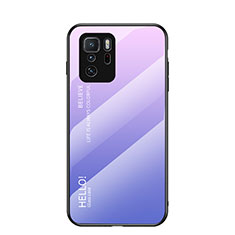 Silicone Frame Mirror Rainbow Gradient Case Cover LS1 for Xiaomi Redmi Note 10 Pro 5G Clove Purple