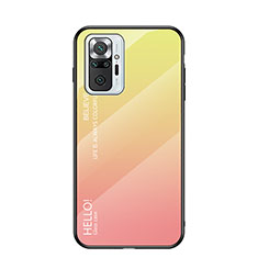 Silicone Frame Mirror Rainbow Gradient Case Cover LS1 for Xiaomi Redmi Note 10 Pro Max Yellow