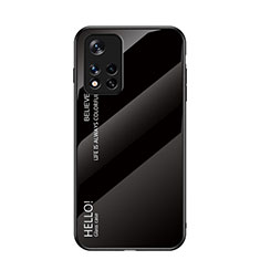 Silicone Frame Mirror Rainbow Gradient Case Cover LS1 for Xiaomi Redmi Note 11 5G Black