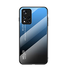 Silicone Frame Mirror Rainbow Gradient Case Cover LS1 for Xiaomi Redmi Note 11 5G Blue
