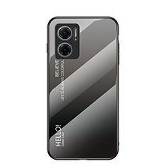 Silicone Frame Mirror Rainbow Gradient Case Cover LS1 for Xiaomi Redmi Note 11E 5G Dark Gray