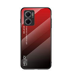 Silicone Frame Mirror Rainbow Gradient Case Cover LS1 for Xiaomi Redmi Note 11E 5G Red