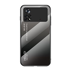 Silicone Frame Mirror Rainbow Gradient Case Cover LS1 for Xiaomi Redmi Note 11E Pro 5G Dark Gray