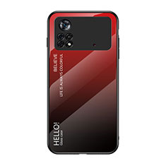 Silicone Frame Mirror Rainbow Gradient Case Cover LS1 for Xiaomi Redmi Note 11E Pro 5G Red