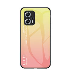 Silicone Frame Mirror Rainbow Gradient Case Cover LS1 for Xiaomi Redmi Note 11T Pro 5G Yellow