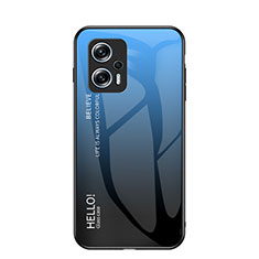 Silicone Frame Mirror Rainbow Gradient Case Cover LS1 for Xiaomi Redmi Note 11T Pro+ Plus 5G Blue