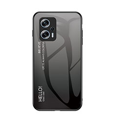 Silicone Frame Mirror Rainbow Gradient Case Cover LS1 for Xiaomi Redmi Note 11T Pro+ Plus 5G Dark Gray