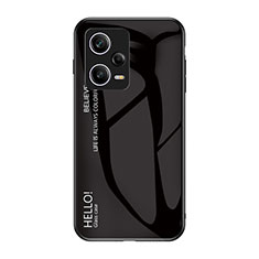 Silicone Frame Mirror Rainbow Gradient Case Cover LS1 for Xiaomi Redmi Note 12 Pro 5G Black
