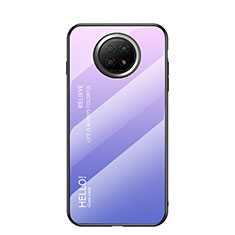 Silicone Frame Mirror Rainbow Gradient Case Cover LS1 for Xiaomi Redmi Note 9 5G Clove Purple