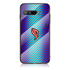 Silicone Frame Mirror Rainbow Gradient Case Cover LS2 for Asus ROG Phone 3 Strix ZS661KS Blue