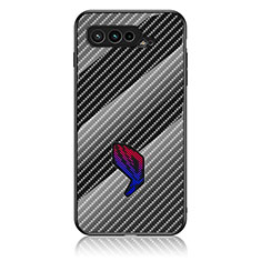 Silicone Frame Mirror Rainbow Gradient Case Cover LS2 for Asus ROG Phone 5 Pro Black