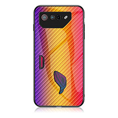 Silicone Frame Mirror Rainbow Gradient Case Cover LS2 for Asus ROG Phone 7 Pro Orange