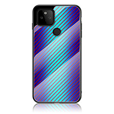 Silicone Frame Mirror Rainbow Gradient Case Cover LS2 for Google Pixel 5a 5G Blue