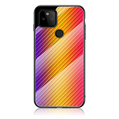 Silicone Frame Mirror Rainbow Gradient Case Cover LS2 for Google Pixel 5a 5G Orange