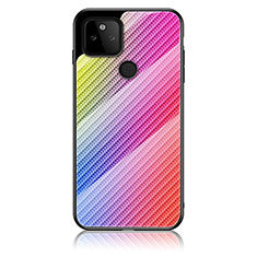 Silicone Frame Mirror Rainbow Gradient Case Cover LS2 for Google Pixel 5a 5G Pink