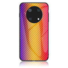 Silicone Frame Mirror Rainbow Gradient Case Cover LS2 for Huawei Enjoy 50 Pro Orange